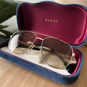 Brand New 100% Authentic Gold Gucci Aviator Sunglasses